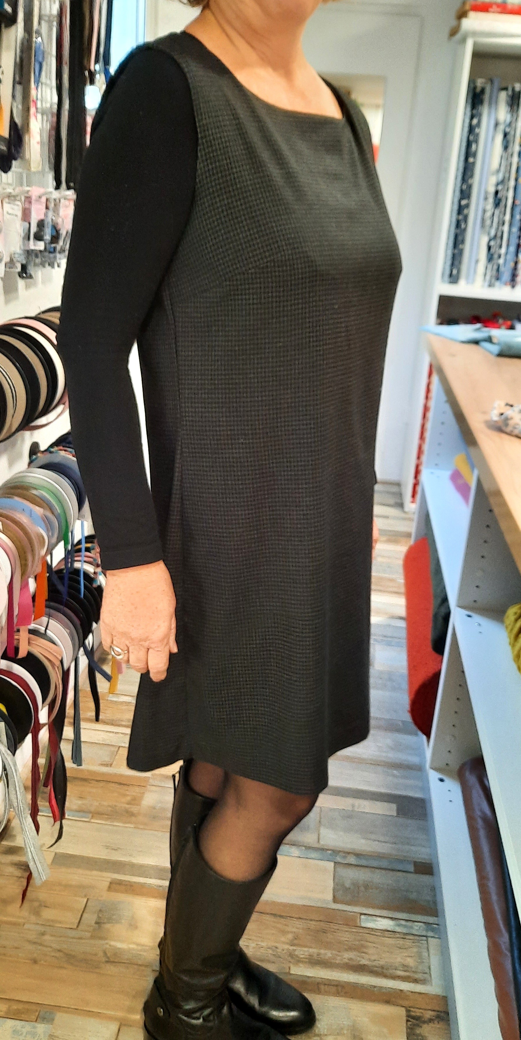 Robe chasuble cousue par Isabelle (tissu de la boutique)