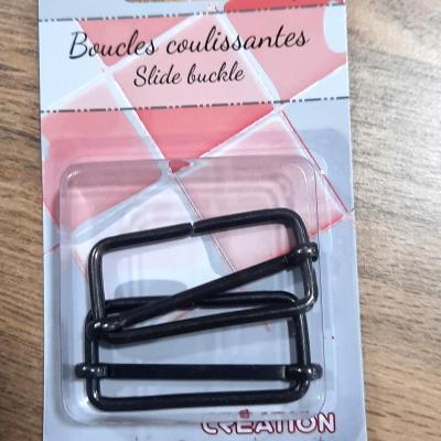 Boucles coulissantes rect noir 40 mm