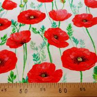 V coquelicot blanc coton